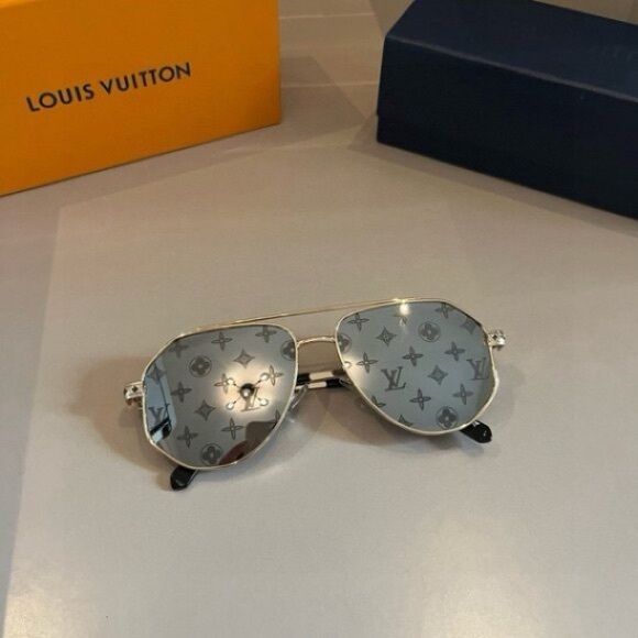 LV Designer Sunglasses - Gold Aviator with Monogram Mirrored Lenses - Picture 1 of 5